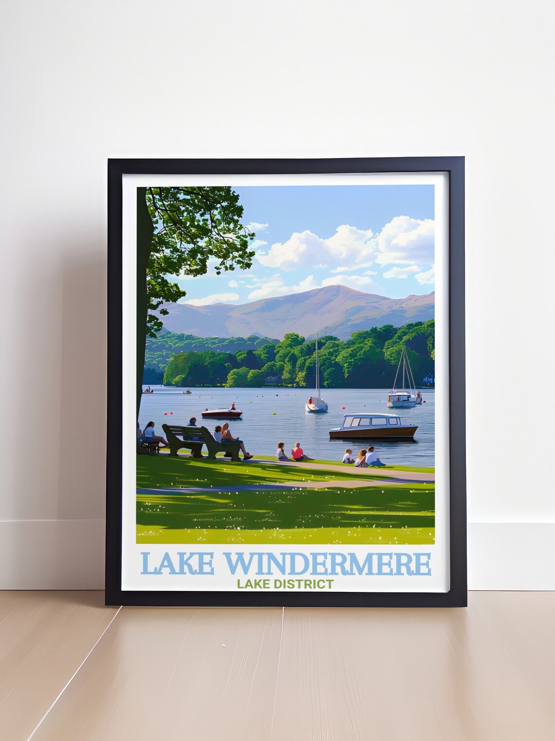 Lake Windermere Boats On The Water And Fells Lakeside Park Poster - Image 4