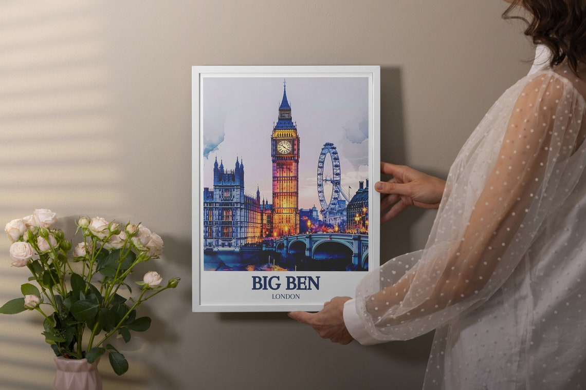 Big Ben London Dusk View With London Eye Westminster Bridge Poster - Image 3