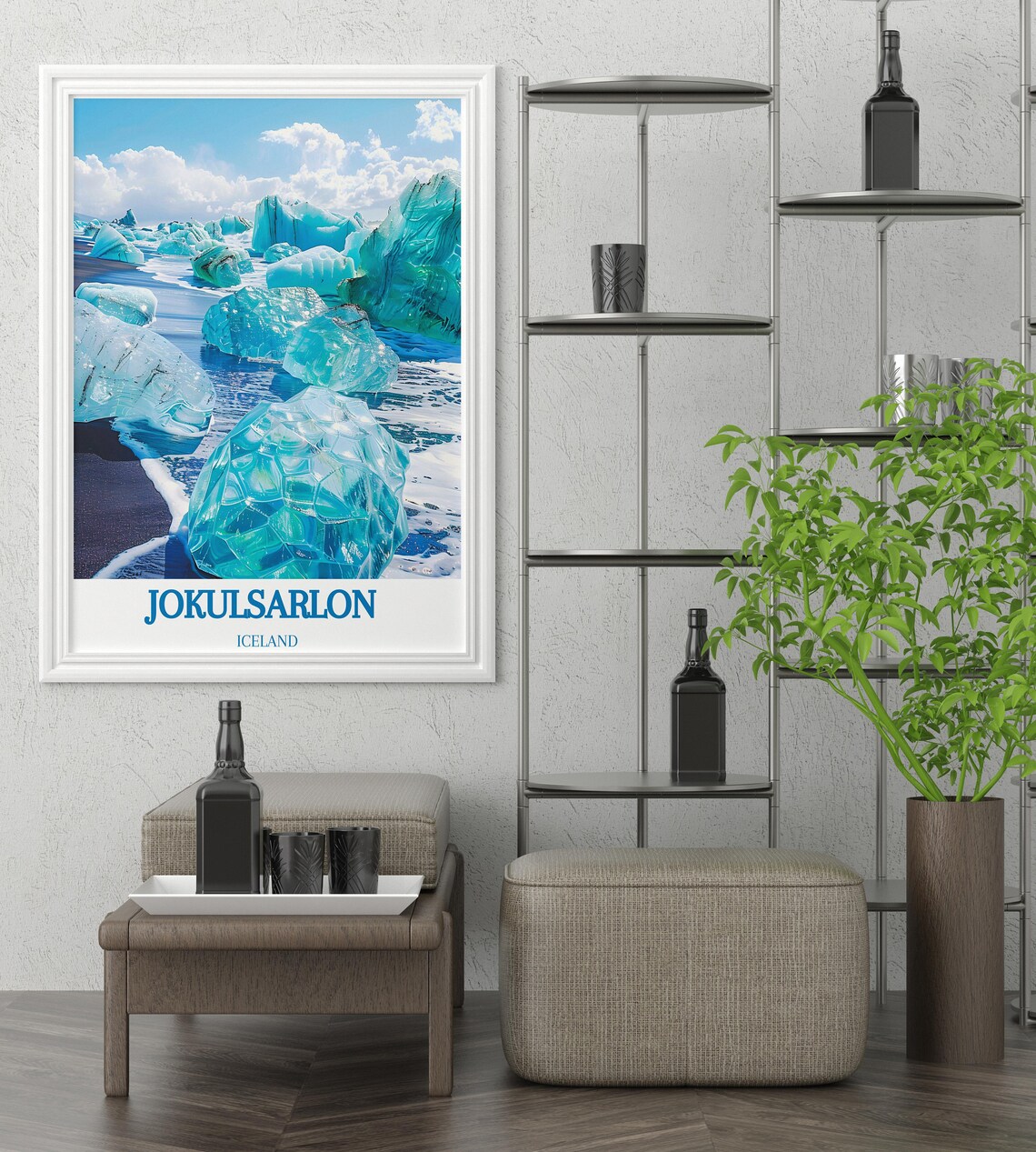 Jokulsarlon Diamond Beach Icebergs on Black Sand Iceland Poster - Image 3