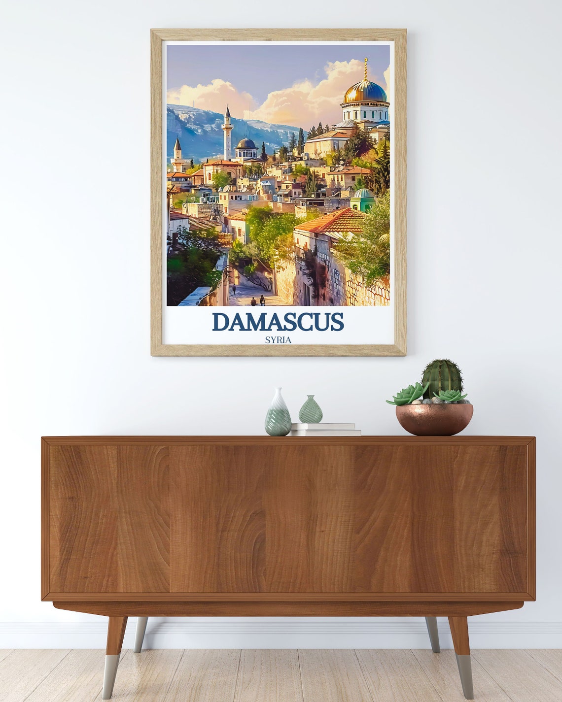 Damascus Syria Ancient Old City Poster with Domes and Hillside - Image 2