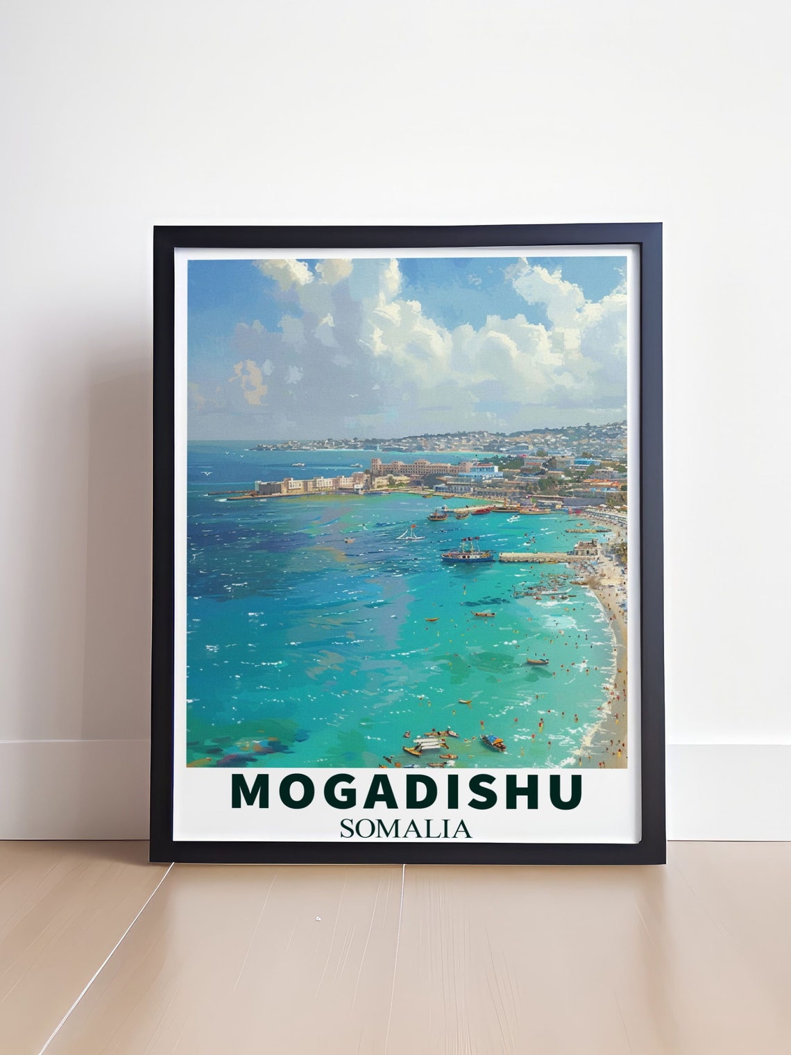 Mogadishu Somalia Beach Aerial Turquoise Water Travel Poster - Image 4