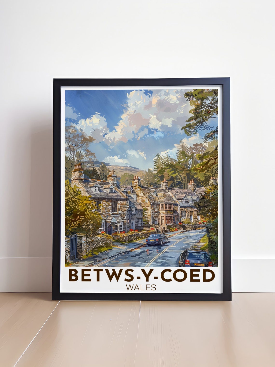 Betws-y-Coed Wales Stone Cottage Village Street Impressionist Poster - Image 4