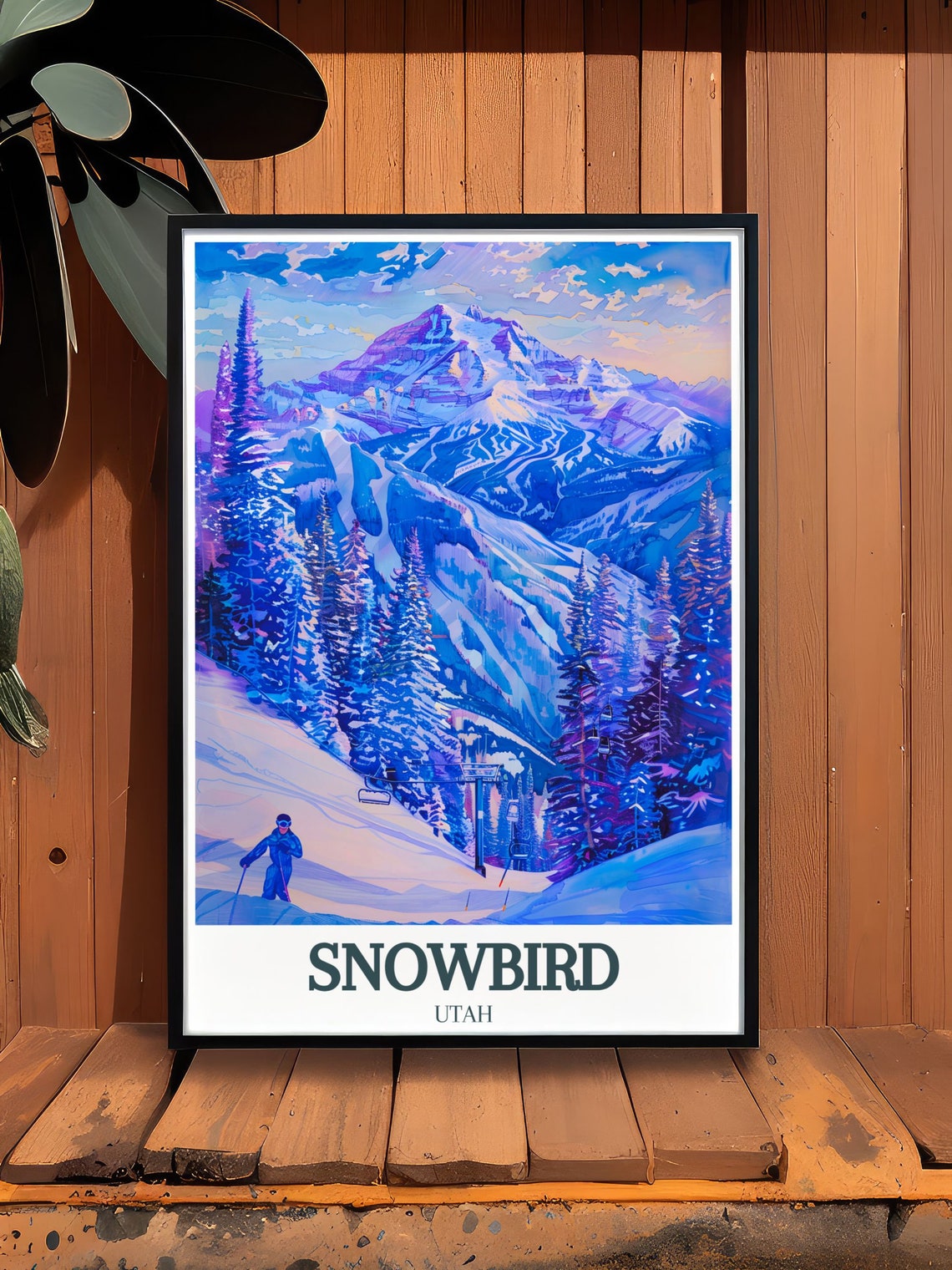 Snowbird Travel Poster Travel Prints Of Little Cottonwood Canyon Mineral Basin Snowbird Wall Art And Ski Resort Decor - Image 2