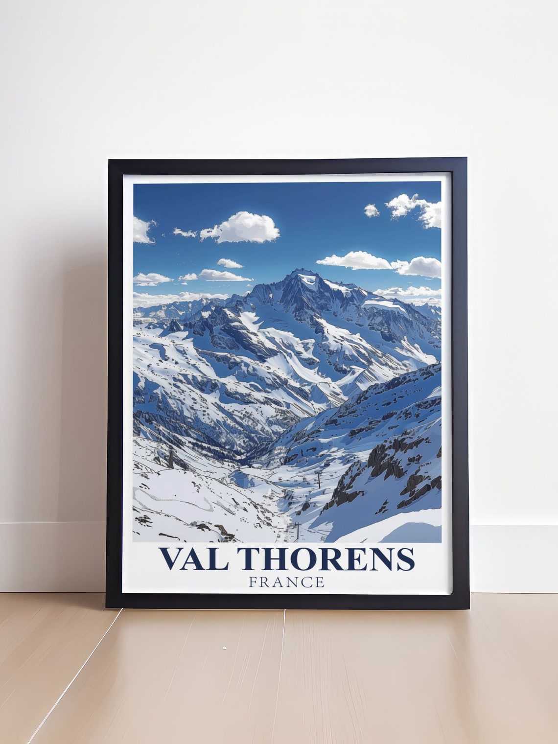 Val Thorens France Snowy Alpine Valley Cable Car Mountain Peaks Poster - Image 4