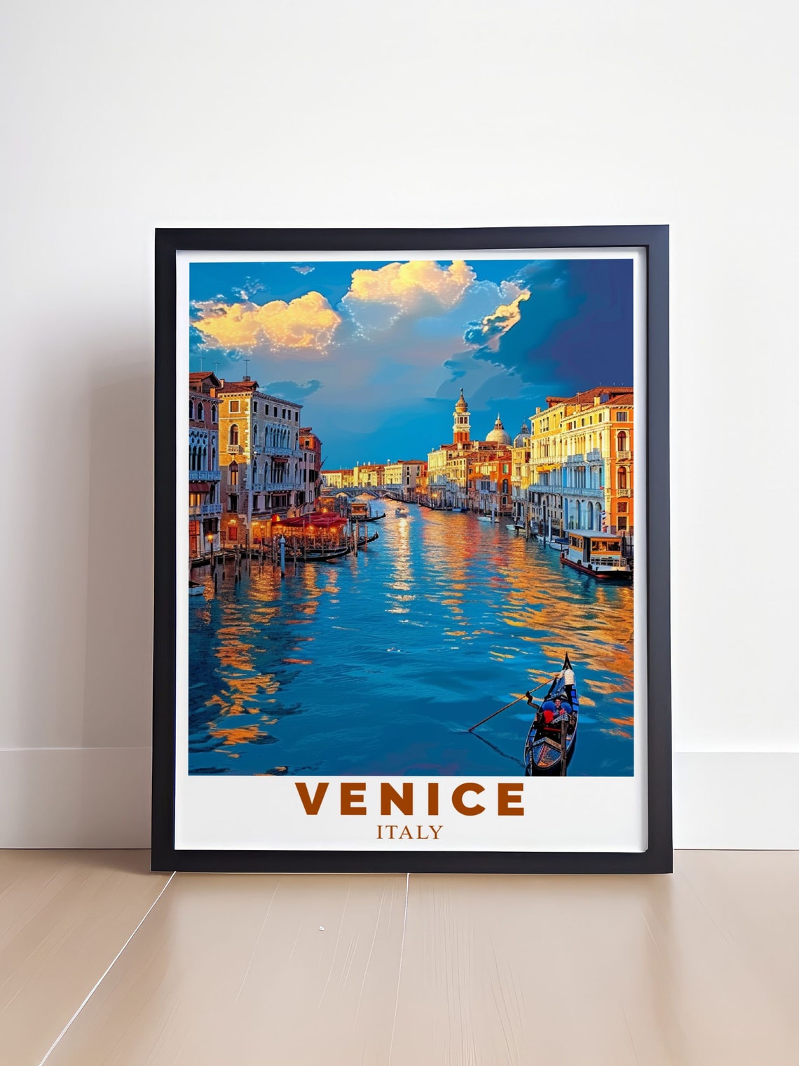 Venice Grand Canal Golden Hour Gondolas Sunset Italy Travel Poster - Image 4