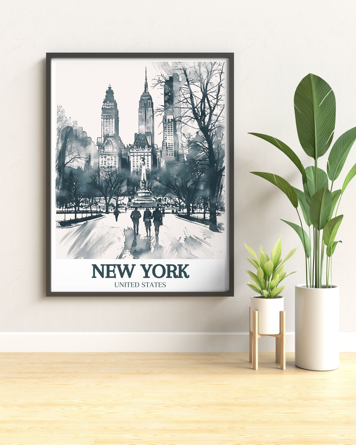 New York Central Park Skyline Watercolor United States Poster - Image 3