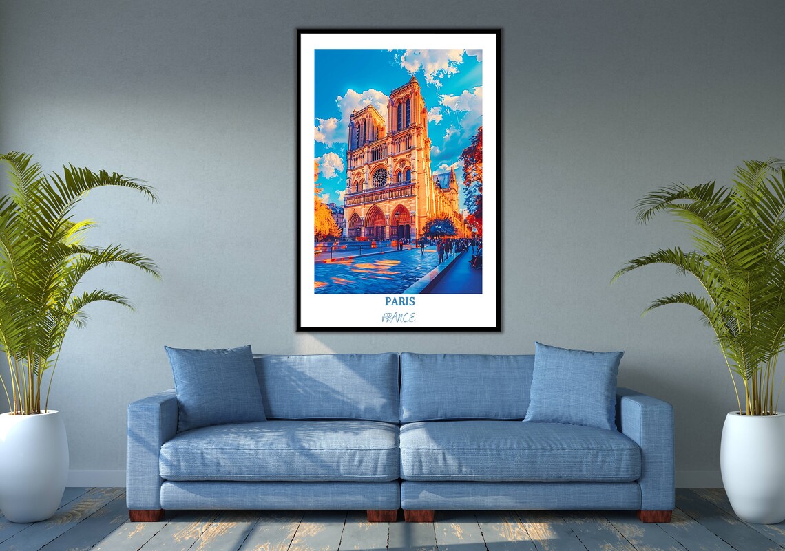 Notre Dame Cathedral Paris Sunset Facade Golden Light Travel Poster - Image 3