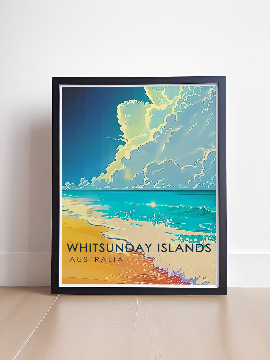 Whitehaven Beach Golden Sand Under Towering Tropical Clouds Poster - Image 4