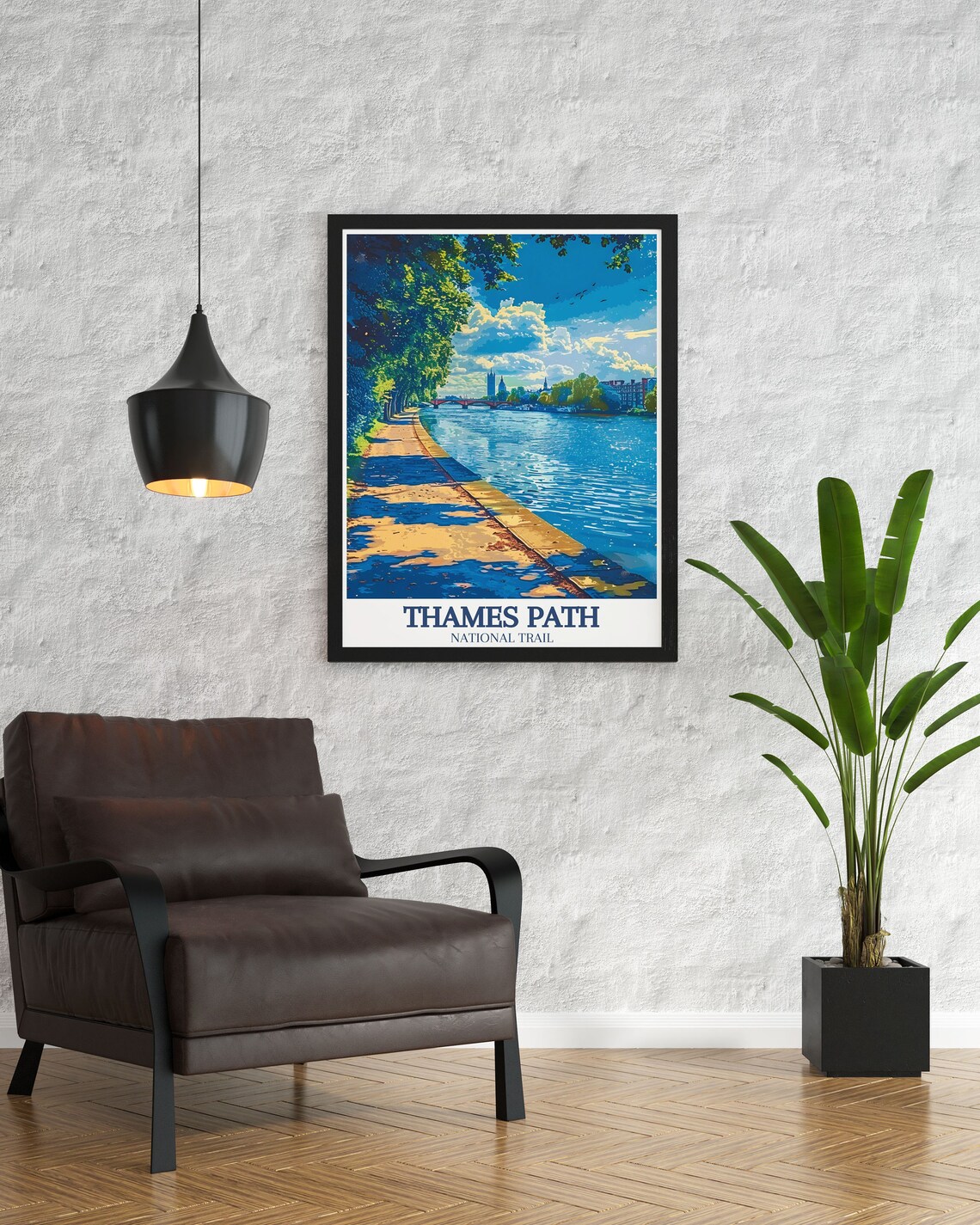 Thames Path England Embankment And City Skyline Travel Poster - Image 3