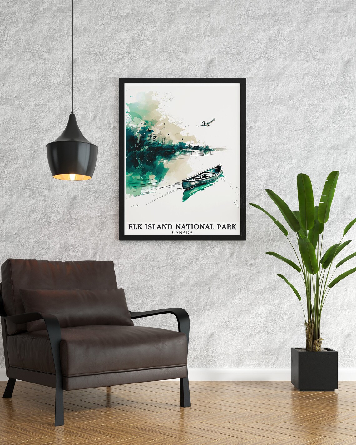 Elk Island National Park Canada Canoe Lake Watercolor Poster - Image 3