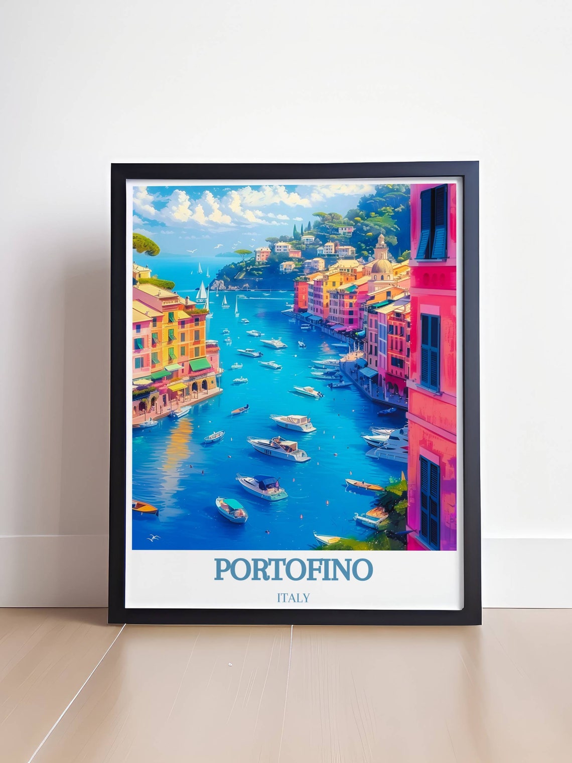 Portofino Illustrated Perfect Travel Posters Portofino Travel Prints Harm Of Italy With Portofino Wall Art Pieces - Image 4