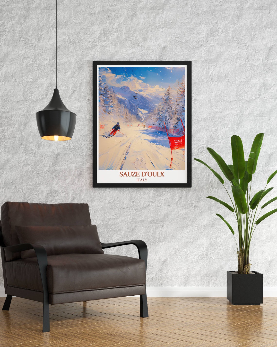 Sauze Doulx Italy Ski Resort Slopes Alpine Winter Skiing Poster - Image 2