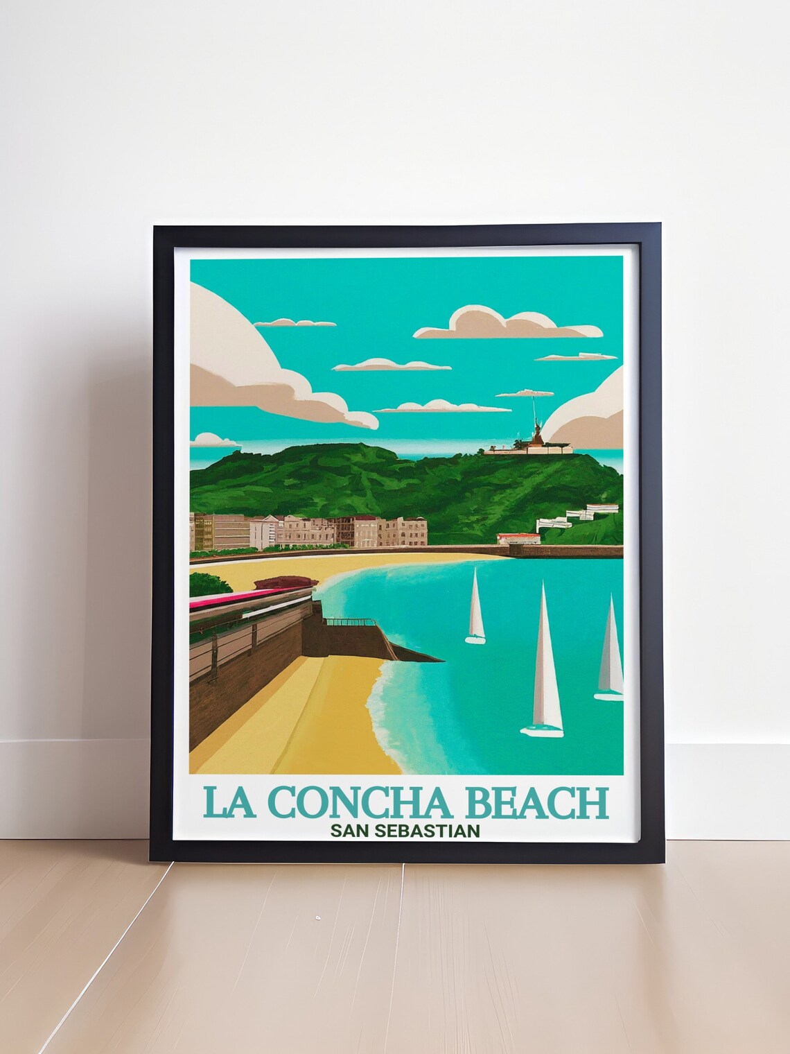 La Concha Bay San Sebastian Sailboats Seaside Charm Travel Poster - Image 4