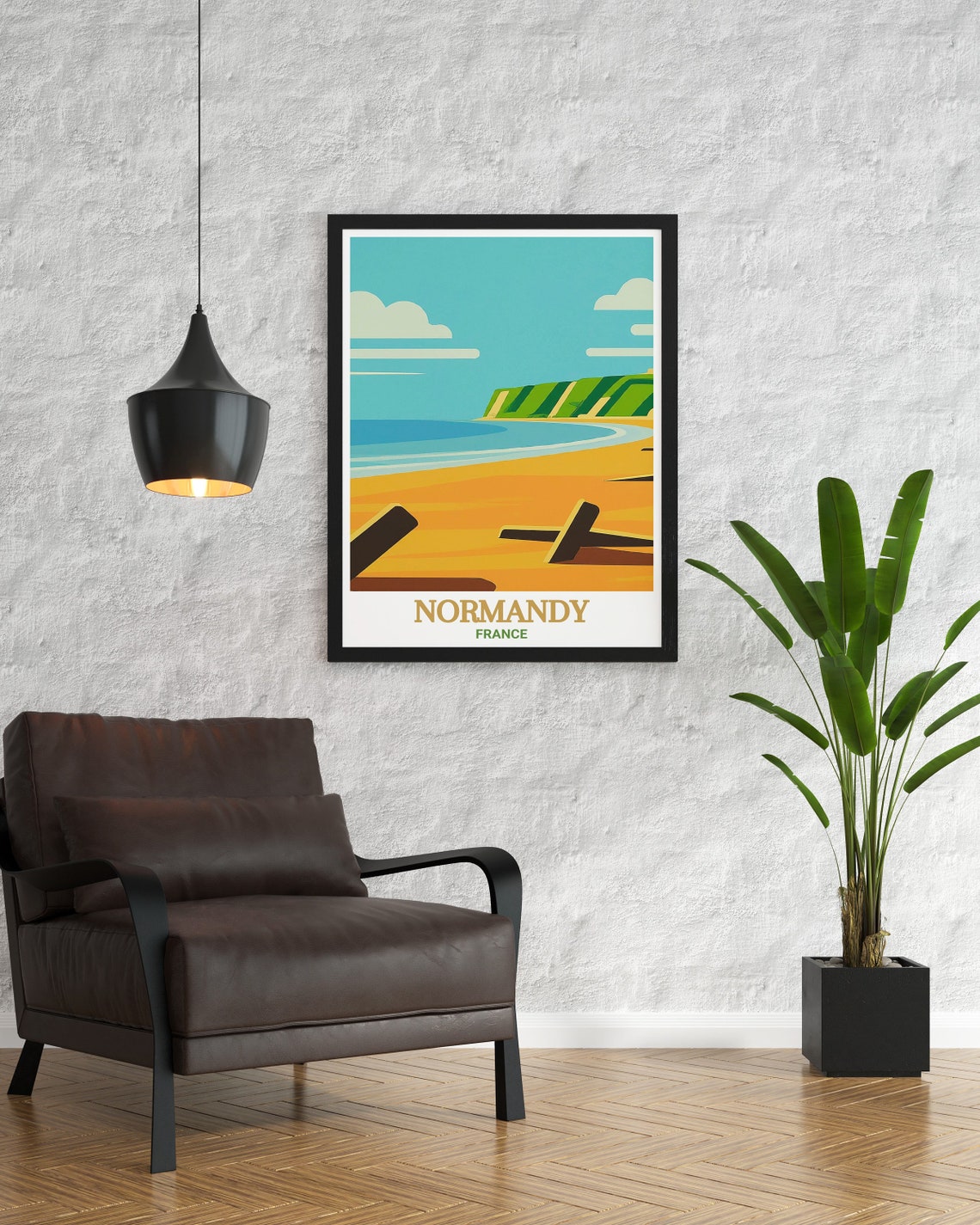 Normandy France Omaha Beach Cliffs History Minimalist Poster - Image 3