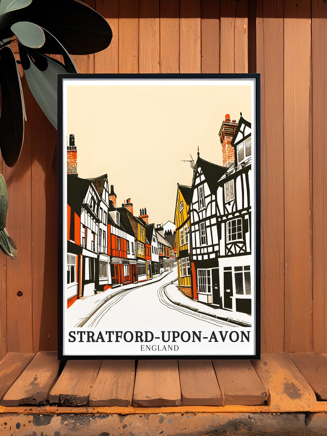 Stratford Upon Avon Old Town Tudor Street Minimalist England Poster - Image 3