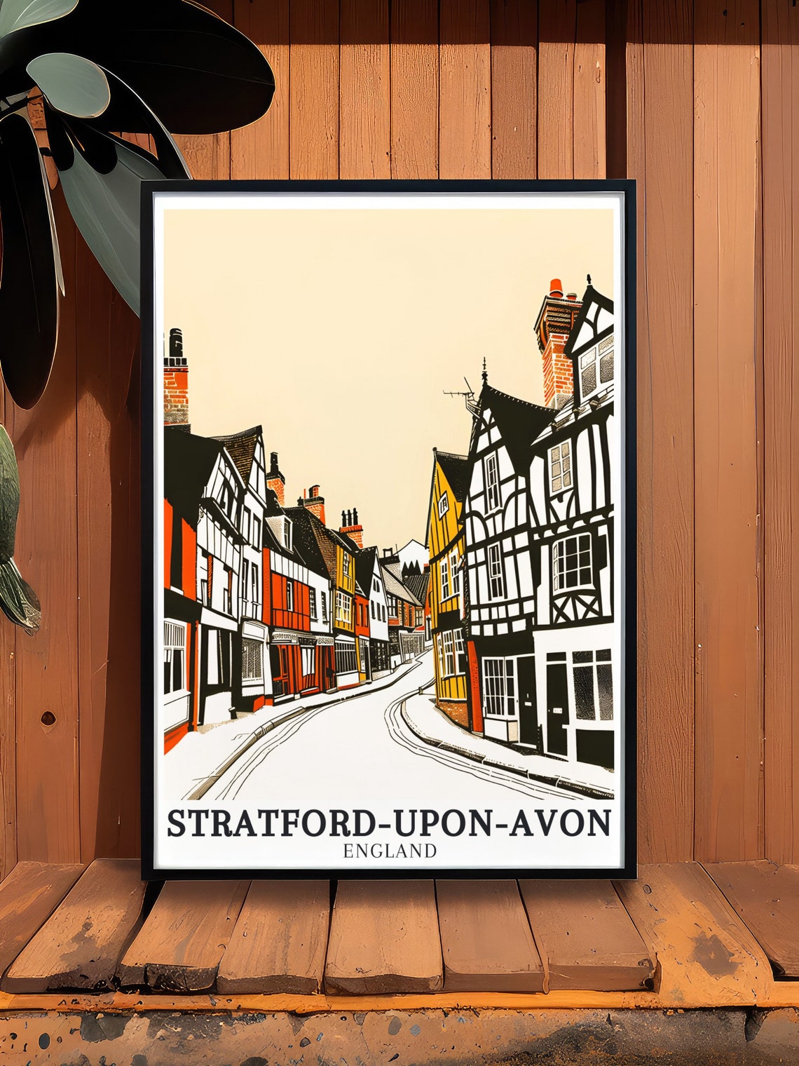 Stratforduponavon Travel Poster Mount Snowdon And Tudor Houses Poster Mount Snowdon And Tudor Houses Print Stratforduponavon Decor - Image 3