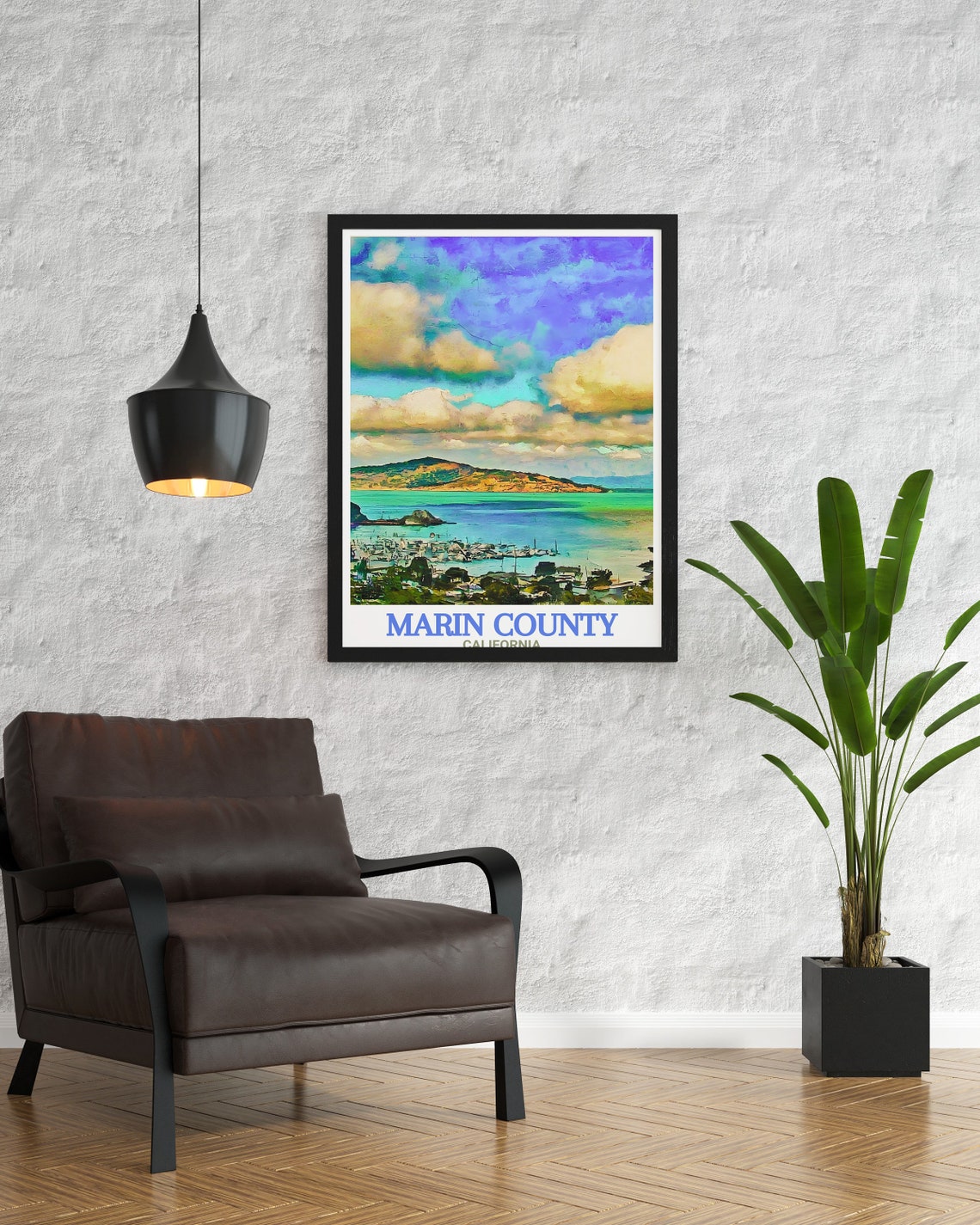 Sausalito Bay View Across the Water Marin County Travel Poster - Image 2