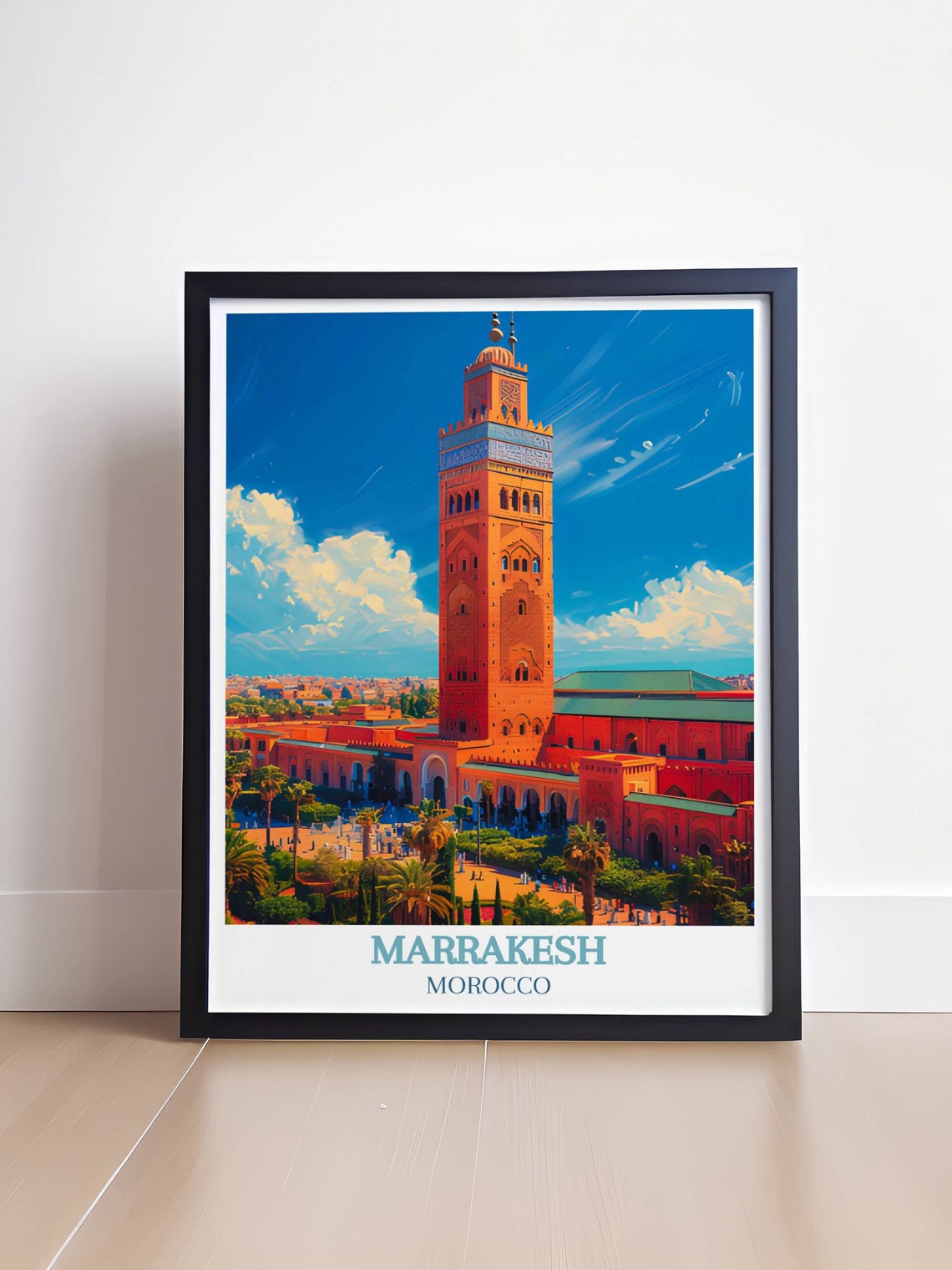 Marrakesh Morocco Koutoubia Mosque Minaret City Skyline Poster - Image 4
