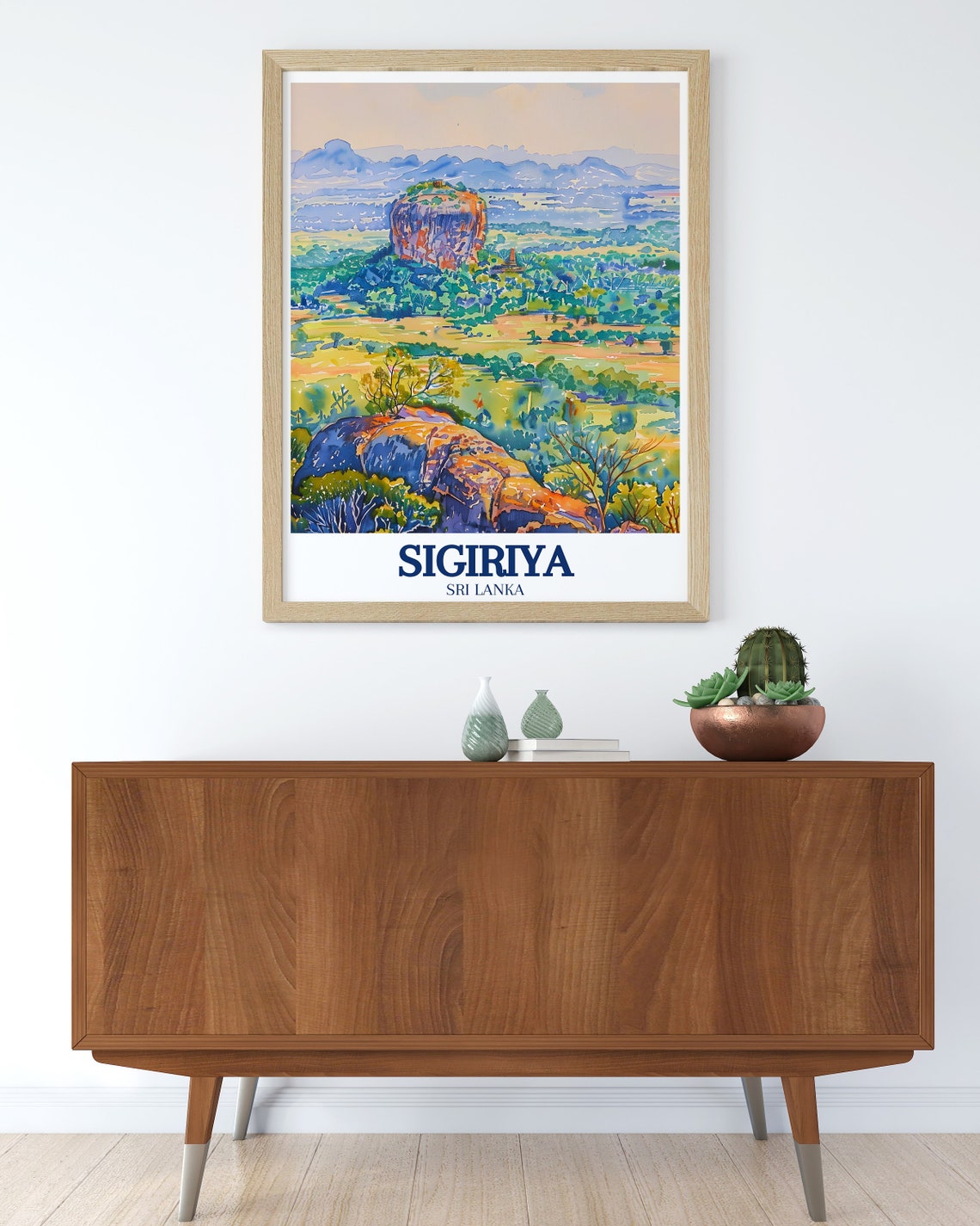 Sigiriya Rock Distant Watercolor Jungle View Sri Lanka Poster - Image 2