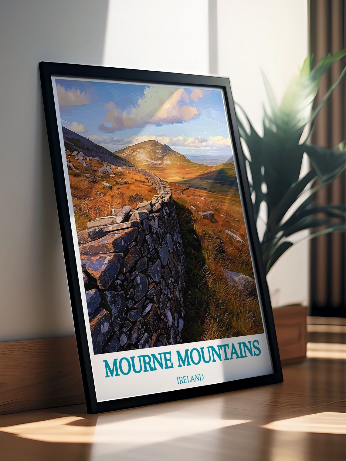 Mourne Mountains Ireland Stone Wall Trail Autumn Hills Poster - Image 3