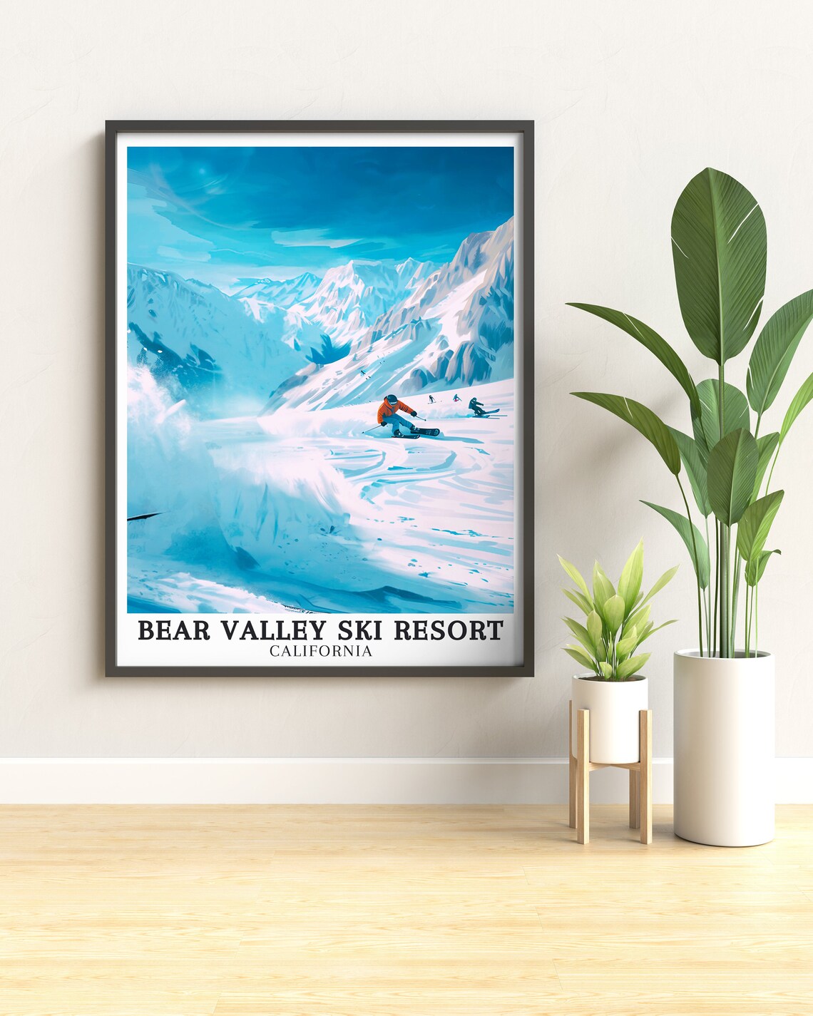Bear Valley Ski Resort Powder Snowboard Blue California Travel Poster - Image 2