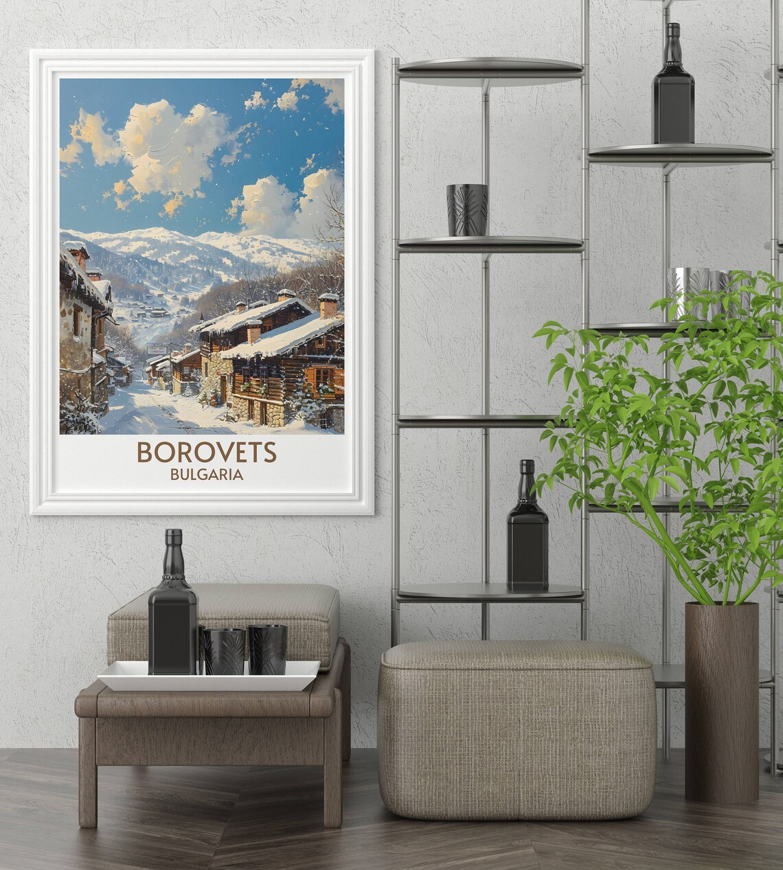 Borovets Bulgaria Snow Covered Village Street Ski Resort Poster - Image 2