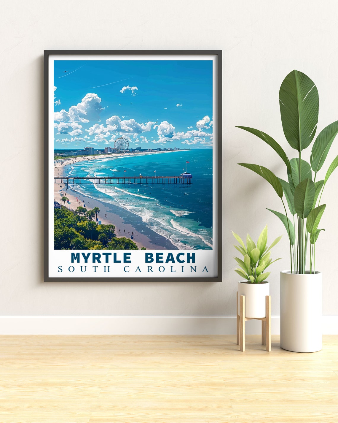 Myrtle Beach South Carolina Pier Ferris Wheel Sunny Day Art Print - Image 3
