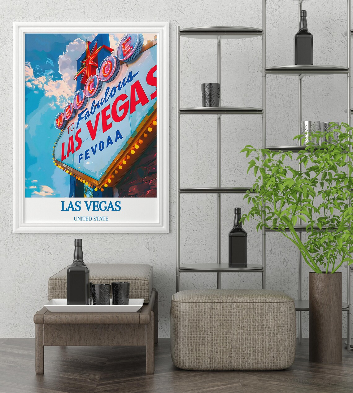 Las Vegas Welcome Sign Neon Landmark Nevada Nights Travel Poster - Image 3