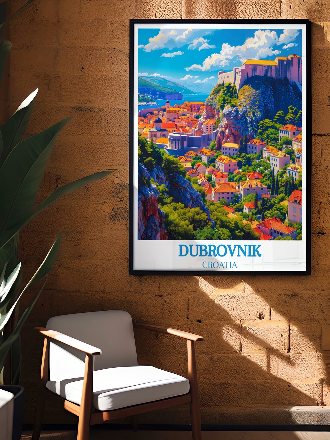 Dubrovnik Cliffside Fortress Above Orange Rooftops Croatia Poster - Image 4