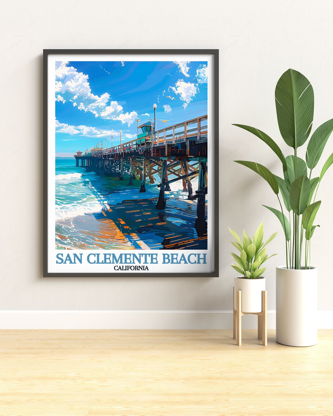 San Clemente Pier Travel Poster, Coastal Decor - Image 3