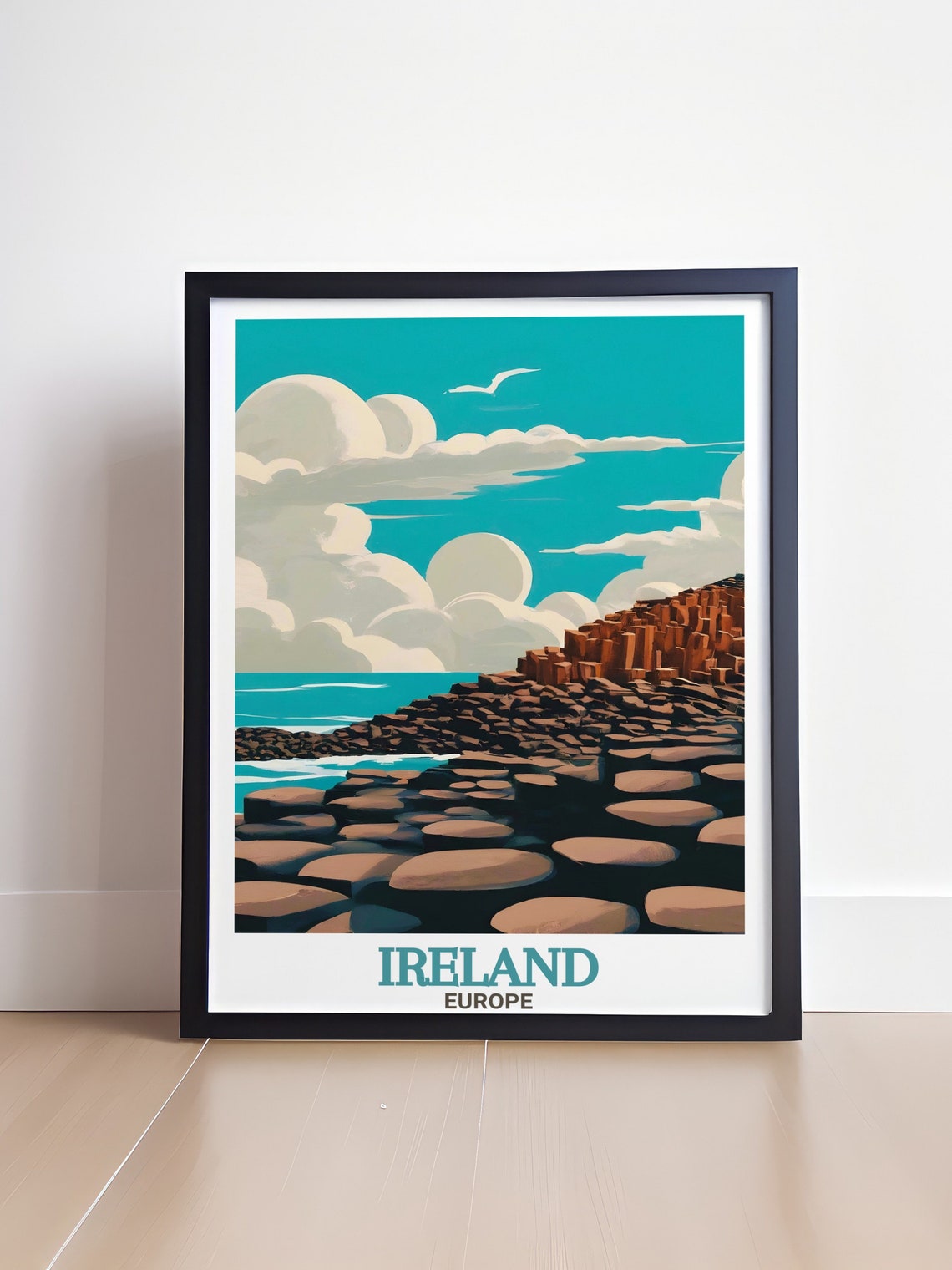 Ireland Europe Giants Causeway Basalt Columns Retro Ocean Poster - Image 4