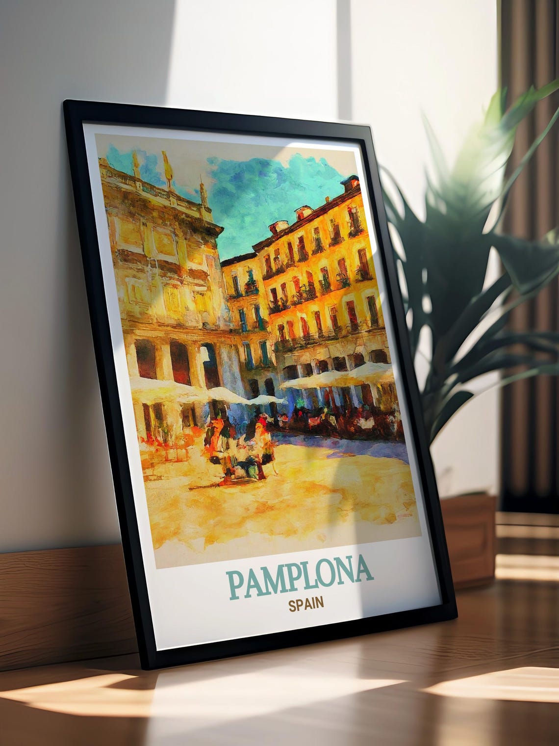 Pamplona Spain Plaza del Castillo Sunlit Old Town Square Poster - Image 4
