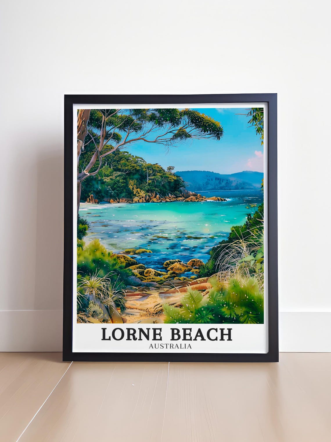 Lorne Beach Australia Rocky Cove with Turquoise Water and Trees Poster - Image 4