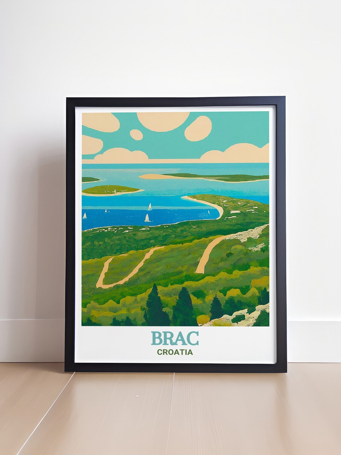 Brac Croatia Vidova Gora Adriatic Coast View Vintage Travel Poster - Image 4