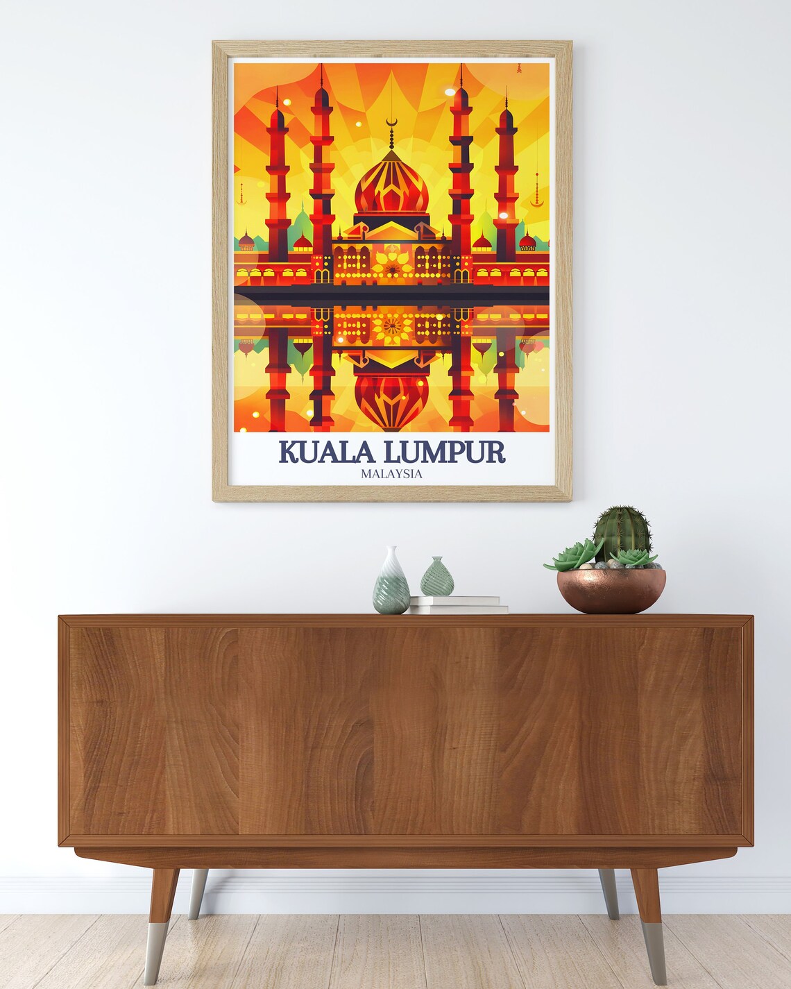 Shah Alam Grand Mosque Glowing Sunset Domes Malaysia Travel Poster - Image 2