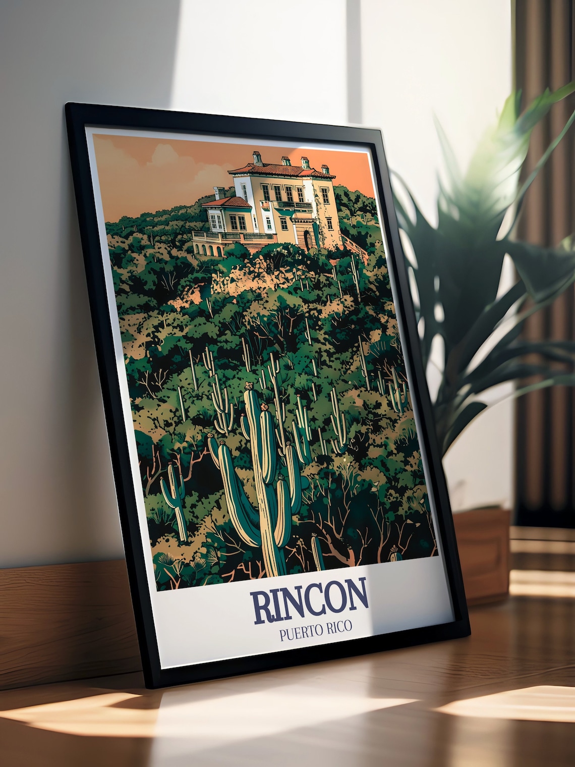 Rincon Puerto Rico Hilltop Mansion Cactus Garden Travel Poster - Image 3