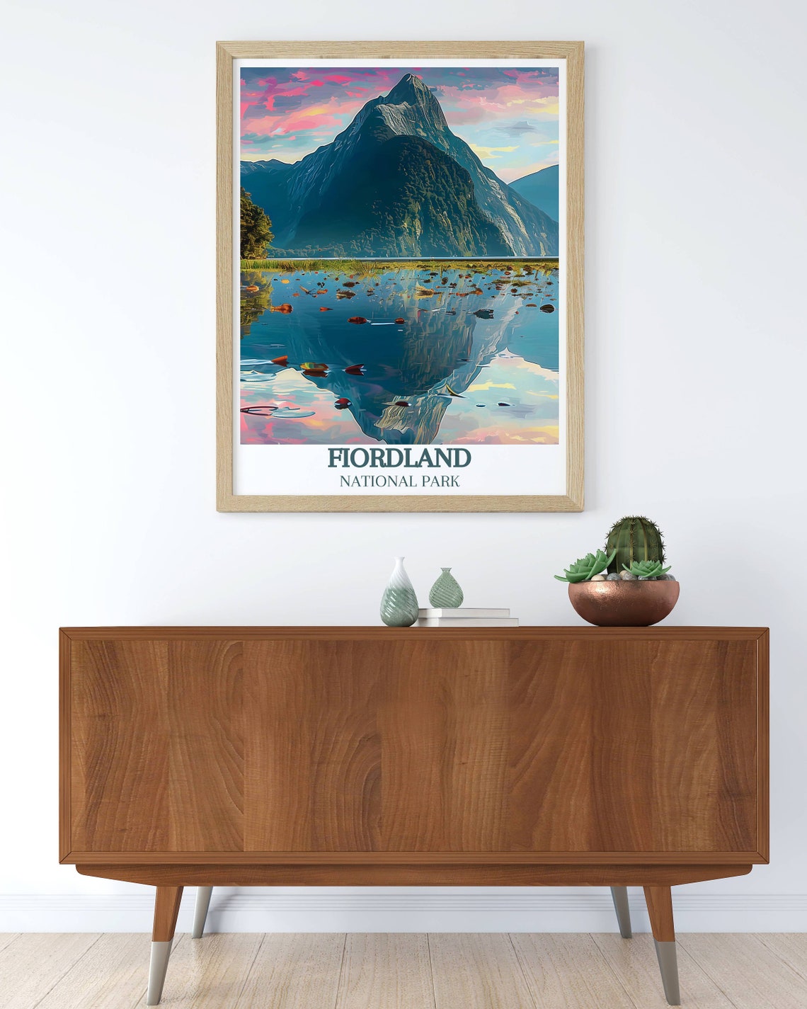 Fiordland National Park Mitre Peak Mirror Reflection Sunset Poster - Image 3
