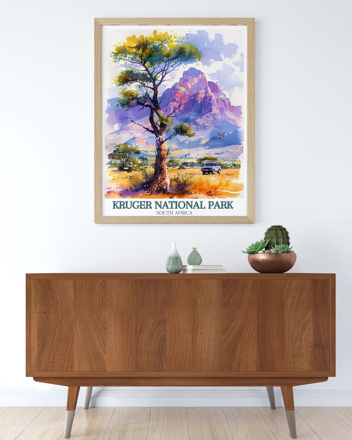 Kruger National Park Watercolor Safari Scene South Africa Poster - Image 2