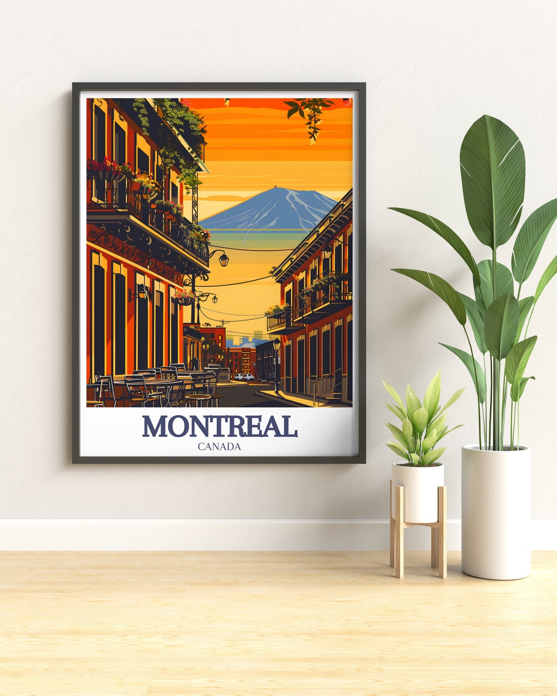 Montreal Street Cafes Mount Royal Sunset Canada Travel Poster - Image 3