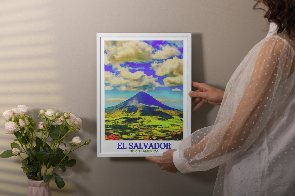 El Salvador Wall Art Santa Ana Volcano Travel Poster Santa Ana Volcano Posters El Salvador Decor El Salvador Travel Prints - Image 2