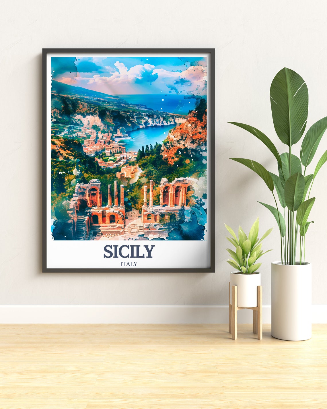 Sicily Italy Ancient Greek Theatre Overlooking The Coast Poster - Image 2