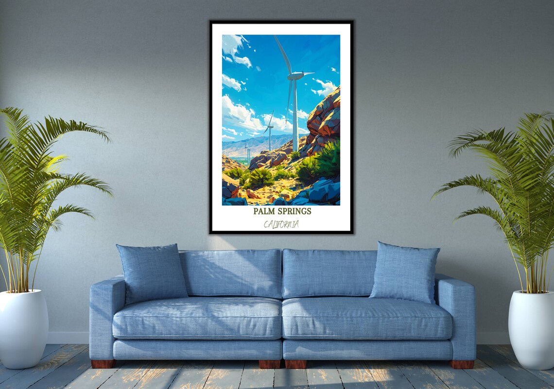 Palm Springs California Desert Windmills Vintage Travel Poster - Image 2