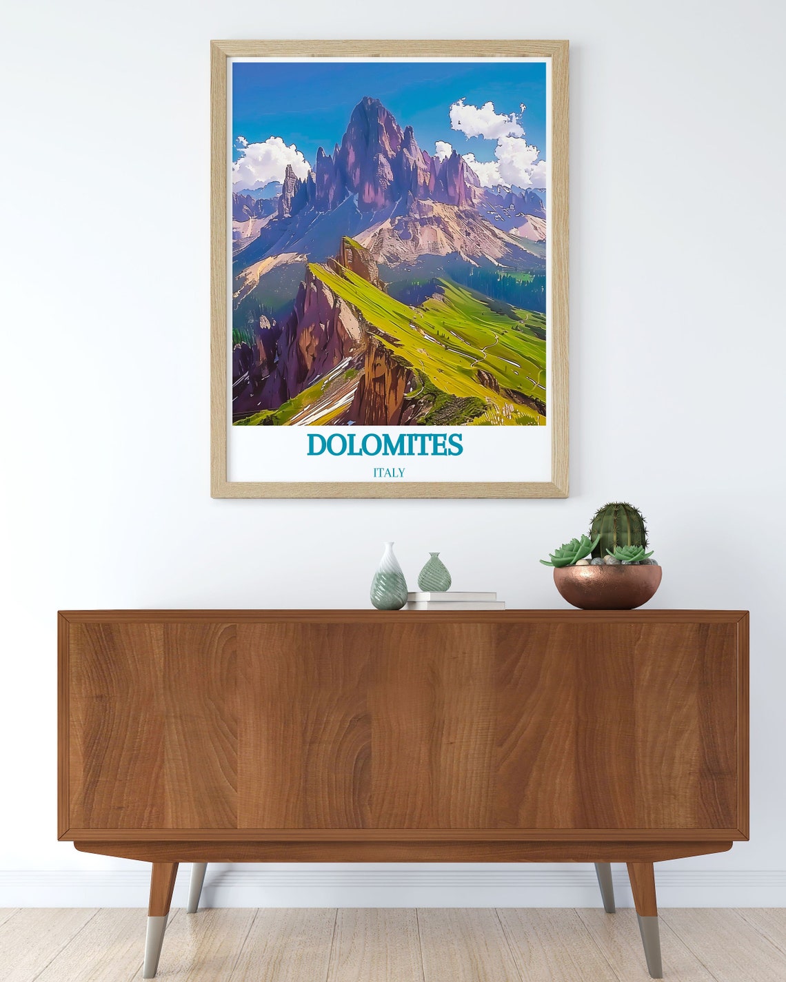 Dolomites Italy Jagged Peaks and Green Mountain Ridge Poster - Image 3