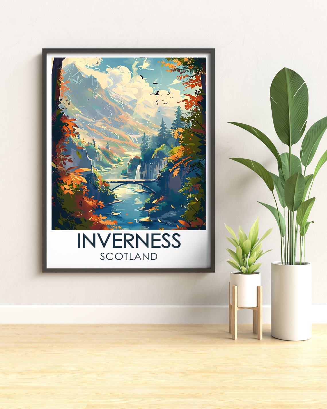 Inverness Scotland Ness Islands River Waterfall Nature Travel Poster - Image 2