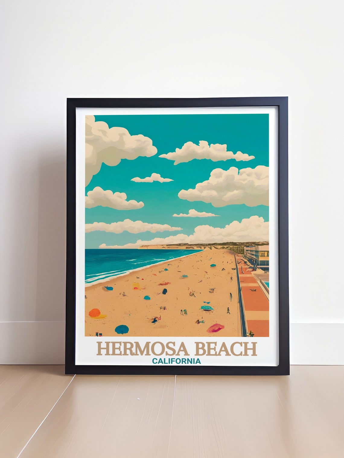 Hermosa Beach California Aerial Ocean Shoreline Summer Poster - Image 4