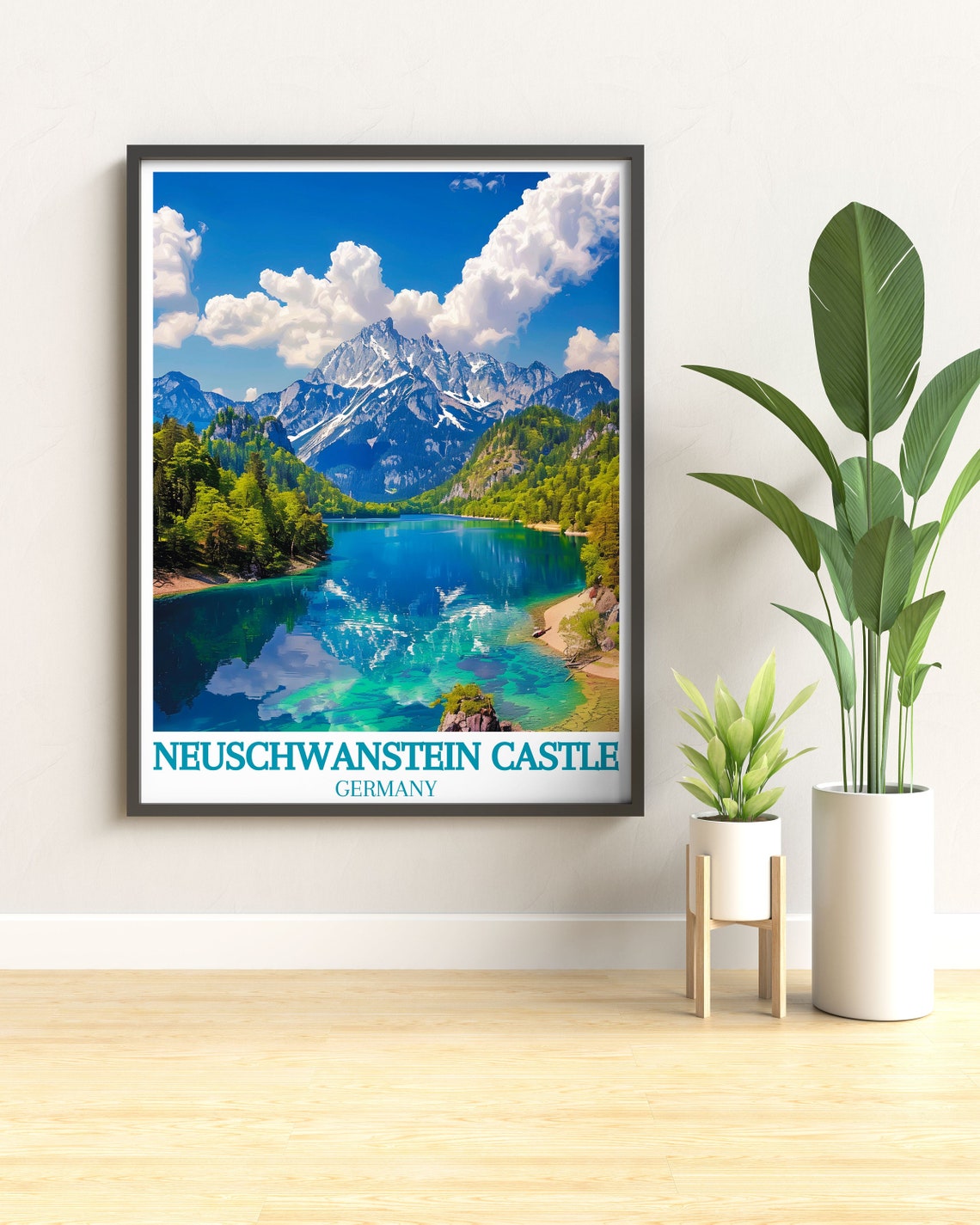 Neuschwanstein Castle Germany Alpine Lake Mirror Reflection Poster - Image 3