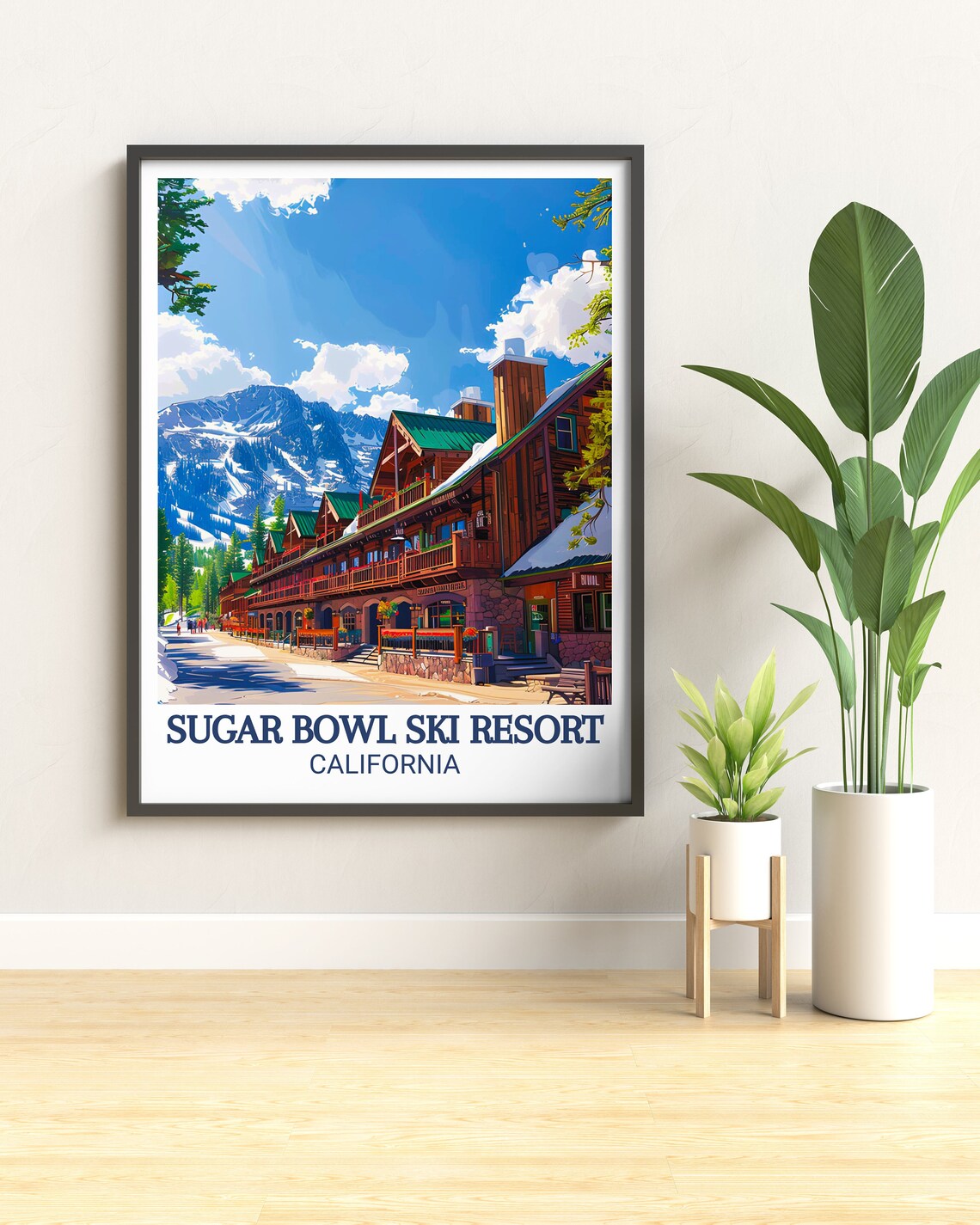Sugar Bowl Ski Resort California Lodge Village Winter Travel Poster - Image 3