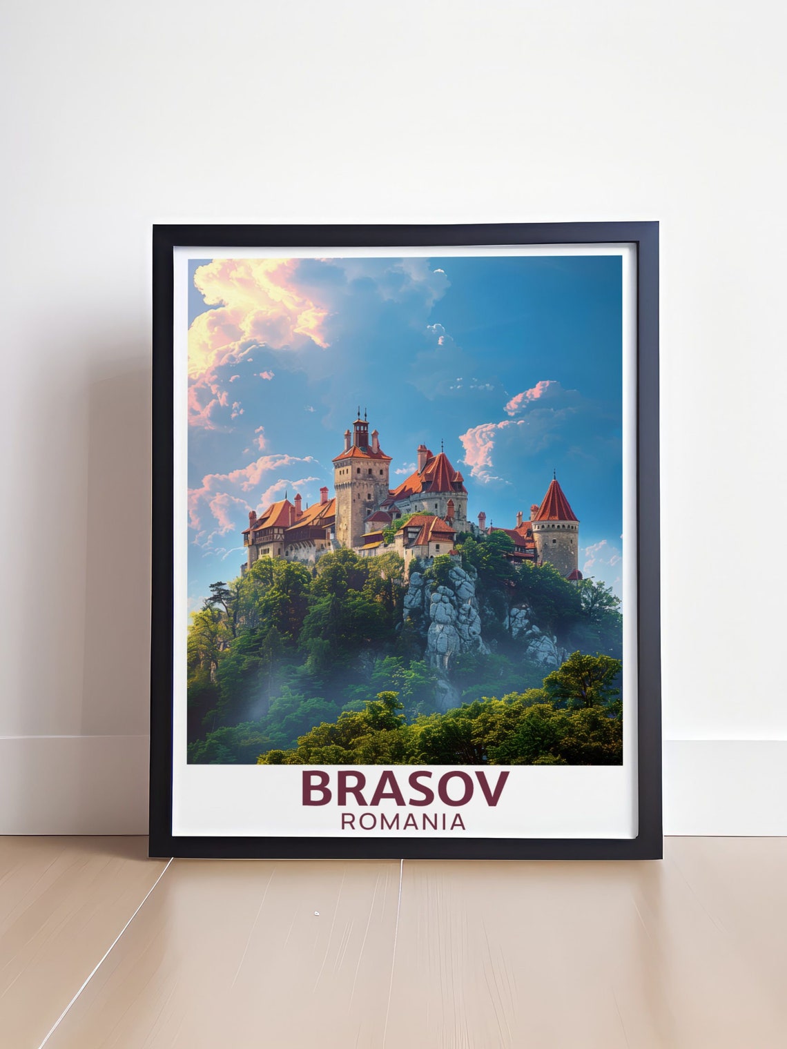 Brasov Romania Bran Castle Hilltop Forest Transylvania Travel Poster - Image 4