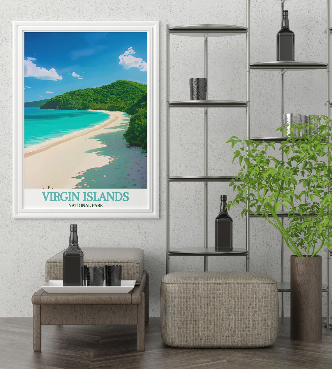 Cinnamon Bay White Sand Beach in Virgin Islands National Park Poster - Image 2
