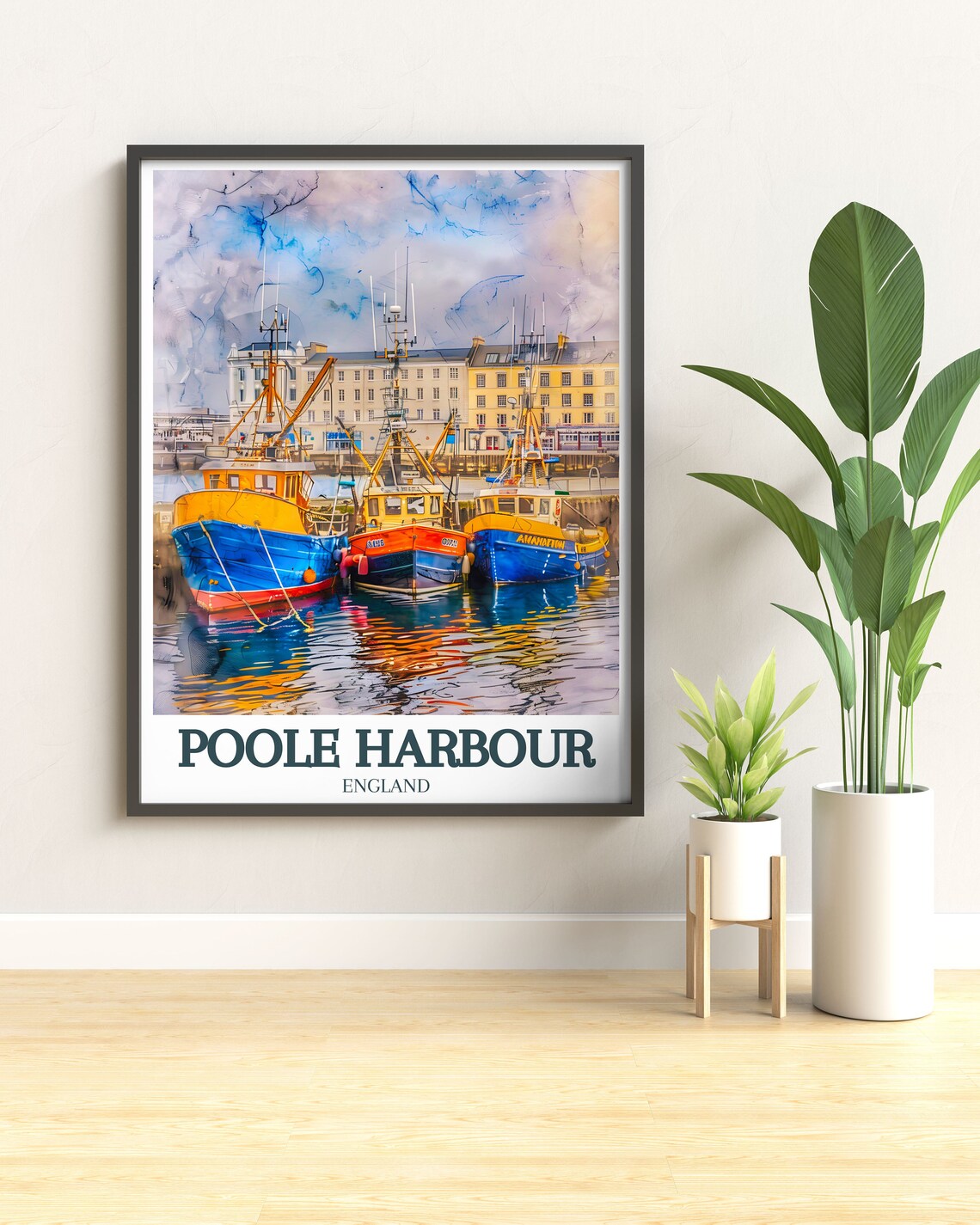 Poole Harbour England Colorful Fishing Boats Quayside Poster - Image 2